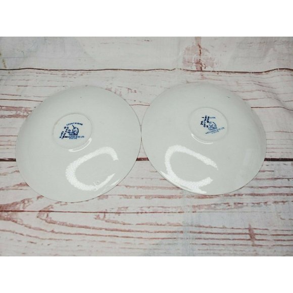 Lot Of 2 Countryside Wedgwood And Co. Made In England Teacup Blue White Saucers - Picture 5 of 11